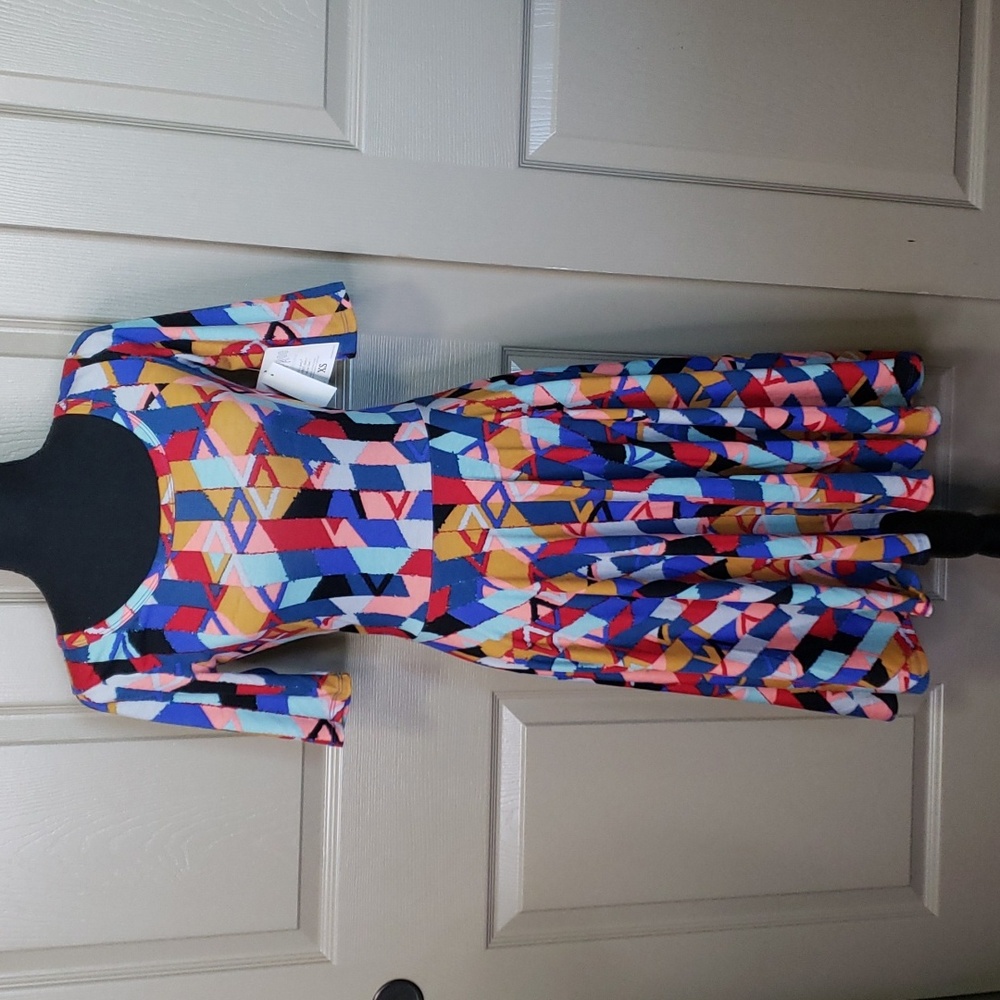 NWT LuLaRoe Nicole geometric print skater dress size extra small